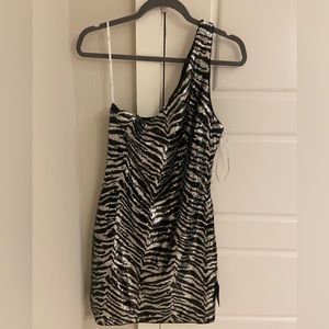 Lulus Champagne Showers Black Sequin Bodycon Dress - Zebra Print